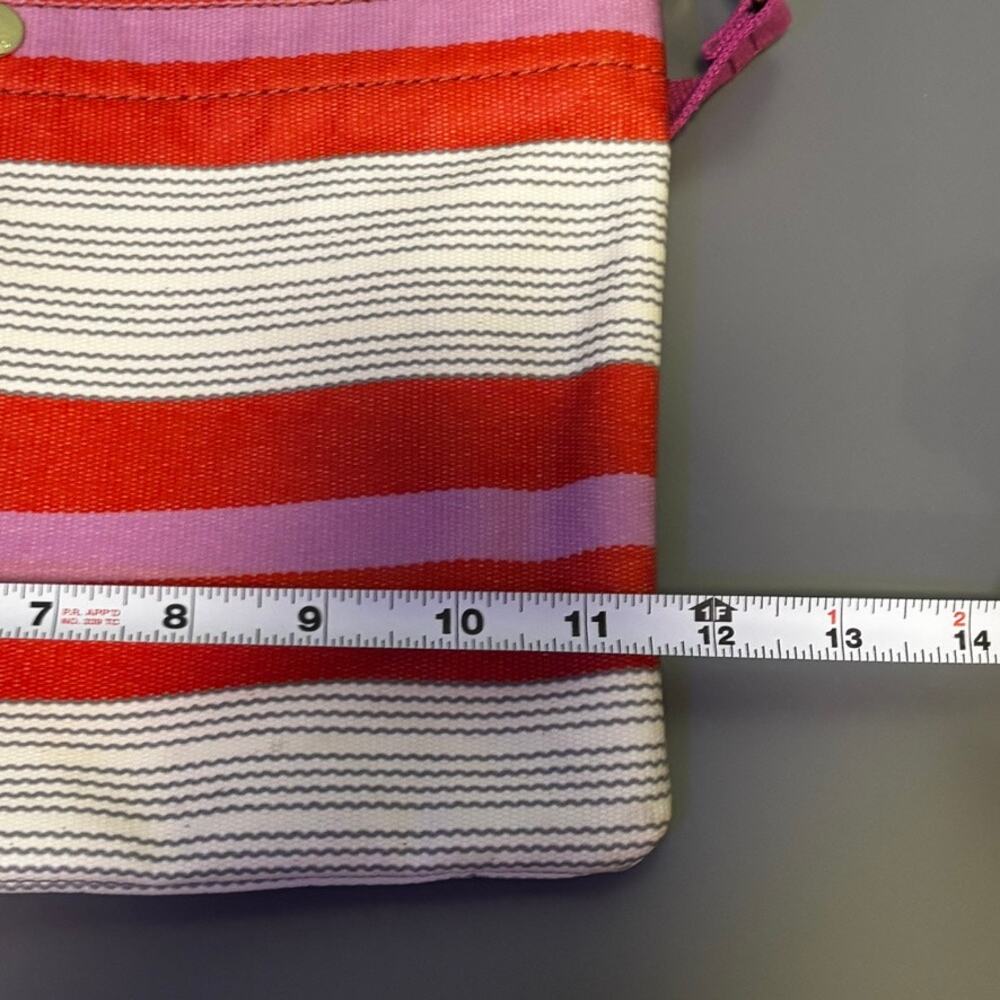 Fossil Key-Per Striped Canvas Crossbody Bag Pink Red Horizon Stripe Gold Snap - Picture 8 of 9